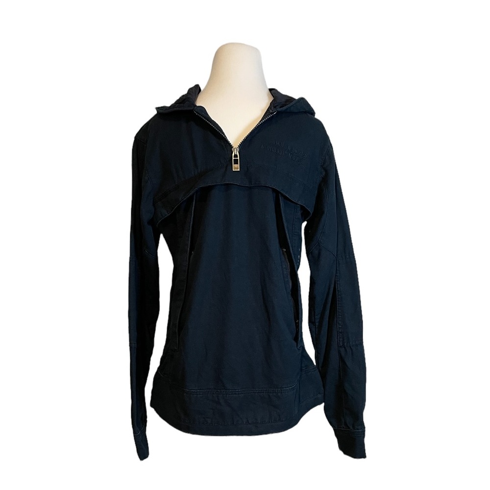 Helly Hansen M M Cotton Navy Long Sleeve Pullover Hood Drawstring Pocket Sailing